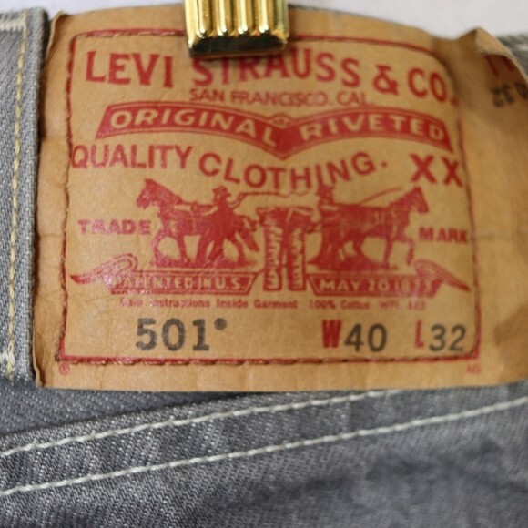 Levis 501 Gray Wash Button Fly Denim Jeans W40 L32 - Picture 8 of 10